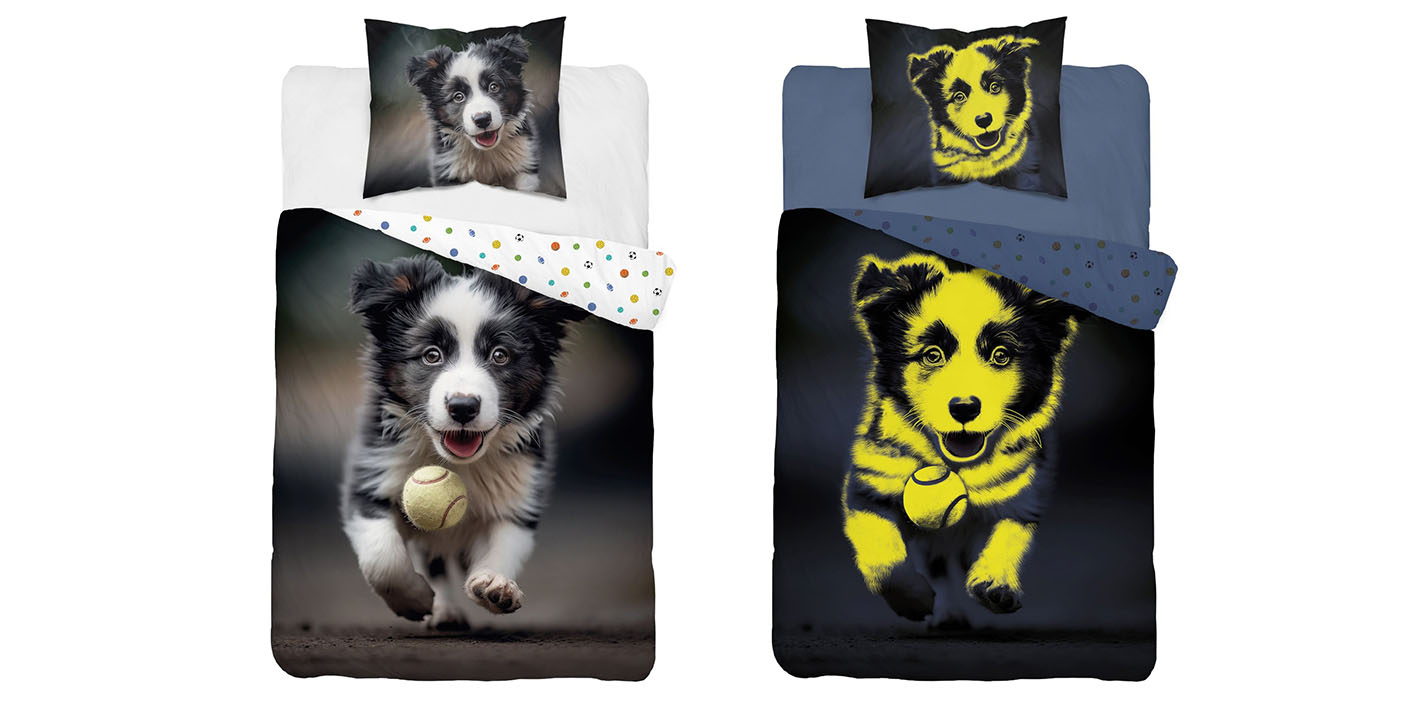 pościel 160x200 świecąca piesek tenis